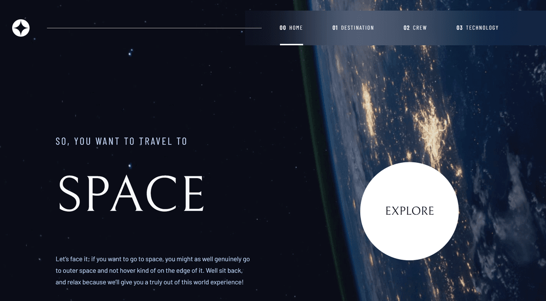 Space tourism multi page website