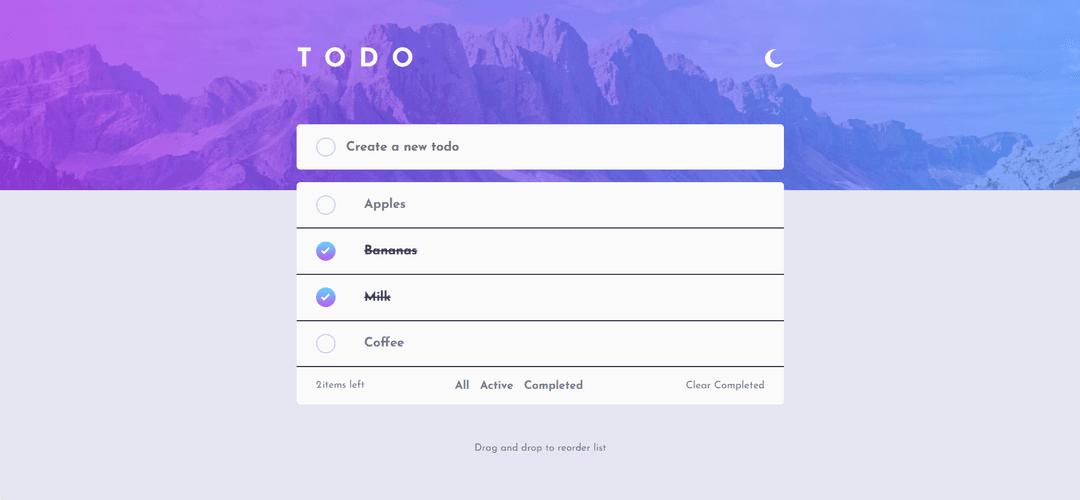 Todo app with color theme switcher